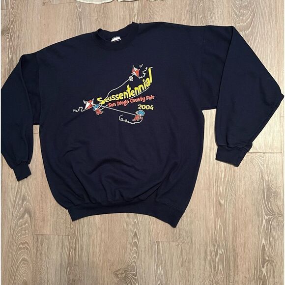 Vtg Y2K Dr Seuss Boxy Oversized Drop Shoulder Hanes Heavyweight Sweatshirt XL - Picture 1 of 9